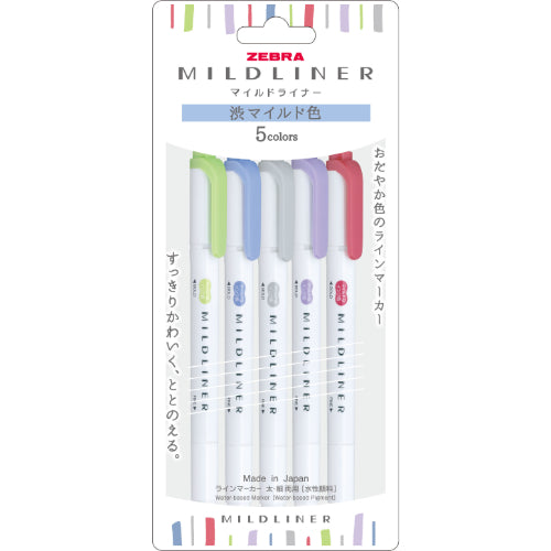 Zebra Mildliner surligneurs / marqueur pastel WKT7–5C-NC-N