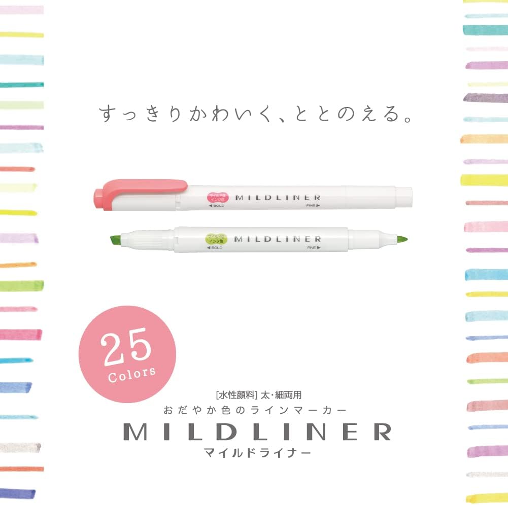 Zebra Mildliner surligneurs / marqueur pastel WKT7–5C-NC-N
