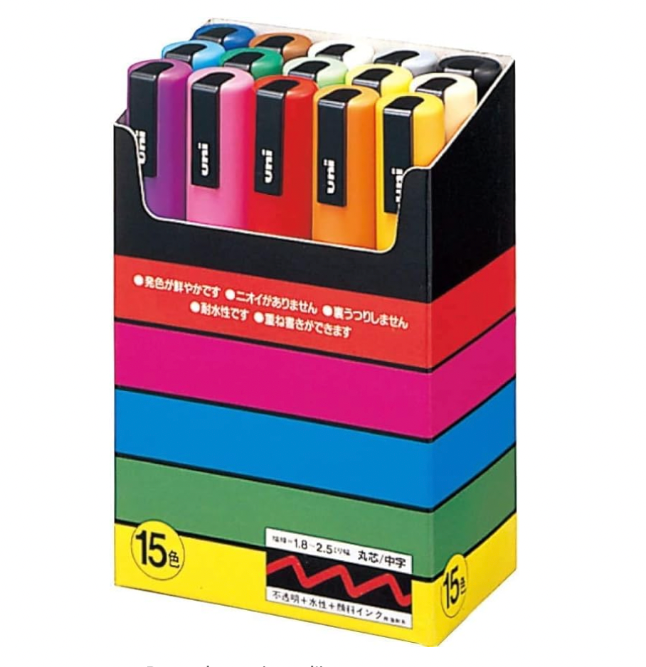 UNI Posca marqueur de peinture pointe Moyenne PC 5M Lot de 15