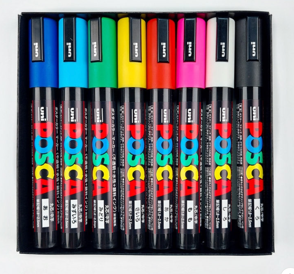 UNI Posca PC 5M Lot de 8 marqueurs de peinture pointe Moyenne