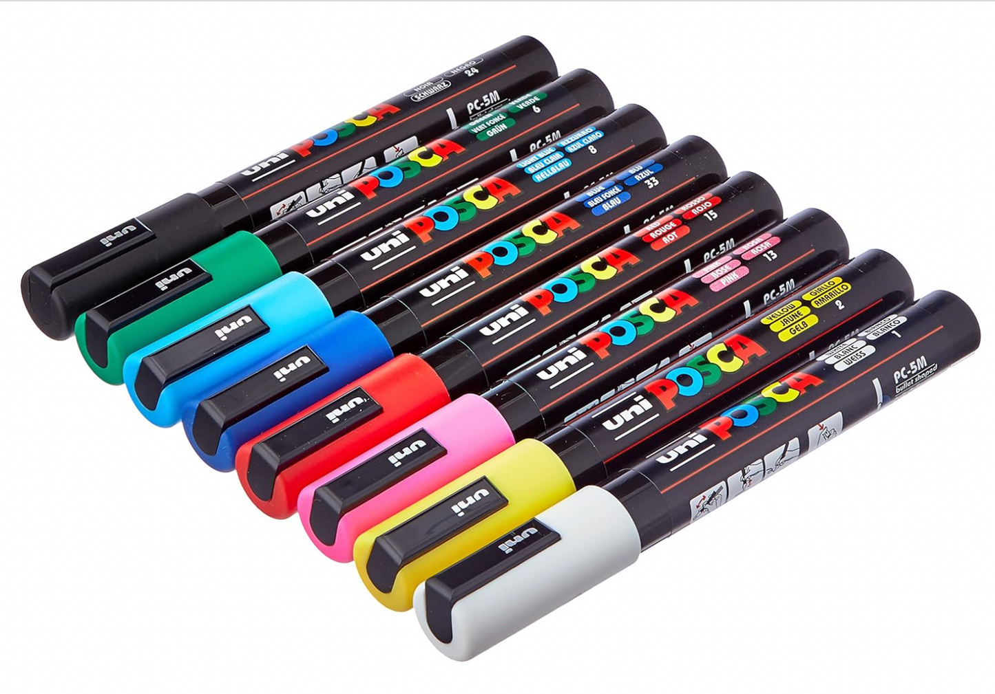 UNI Posca PC 5M Lot de 8 marqueurs de peinture pointe Moyenne (Version European)
