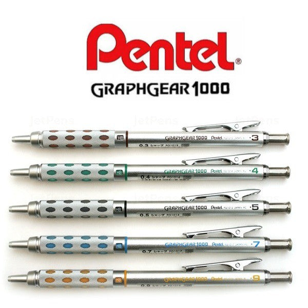 【PENTEL】 Porte-mine metalic GRAPHGEAR1000(0,3mm, 0,4mm, 0,5mm, 0,7mm et 0,9mm)