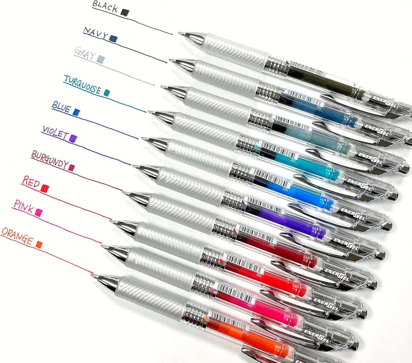 Pentel EnerGel Infree Stylo à bille rétractable, pointe fine 0,7 mm, 10 couleurs, BL77TL-10