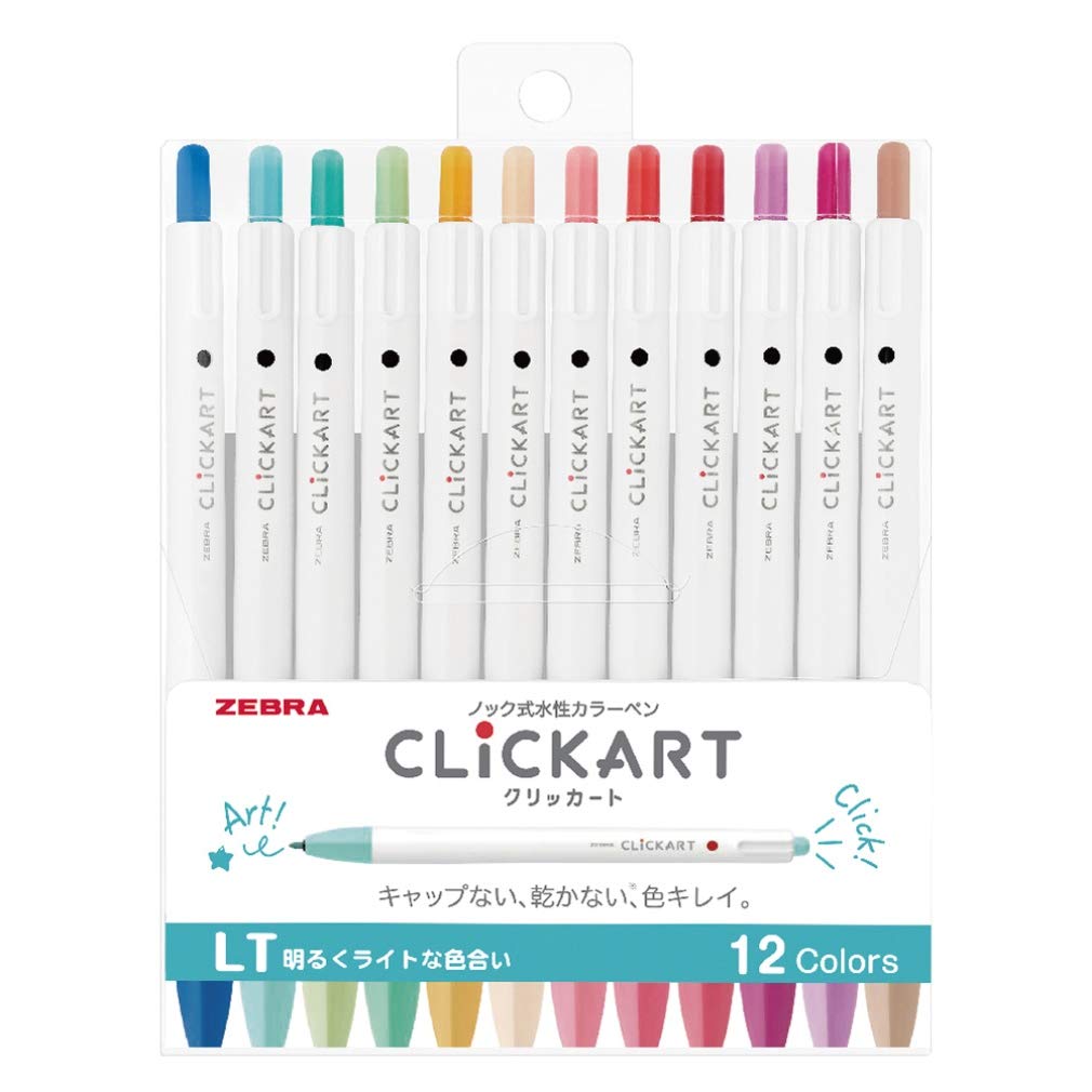 ZEBRA Clickart Wyss22-12Clt Lot de 12 stylos à base d'eau Lumière vive