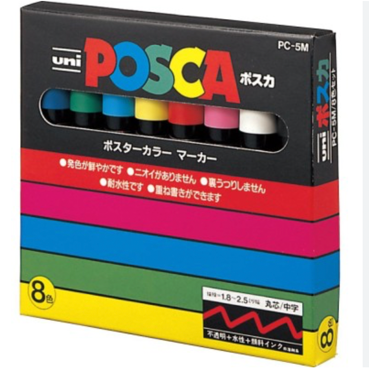 UNI Posca PC 5M Lot de 8 marqueurs de peinture pointe Moyenne