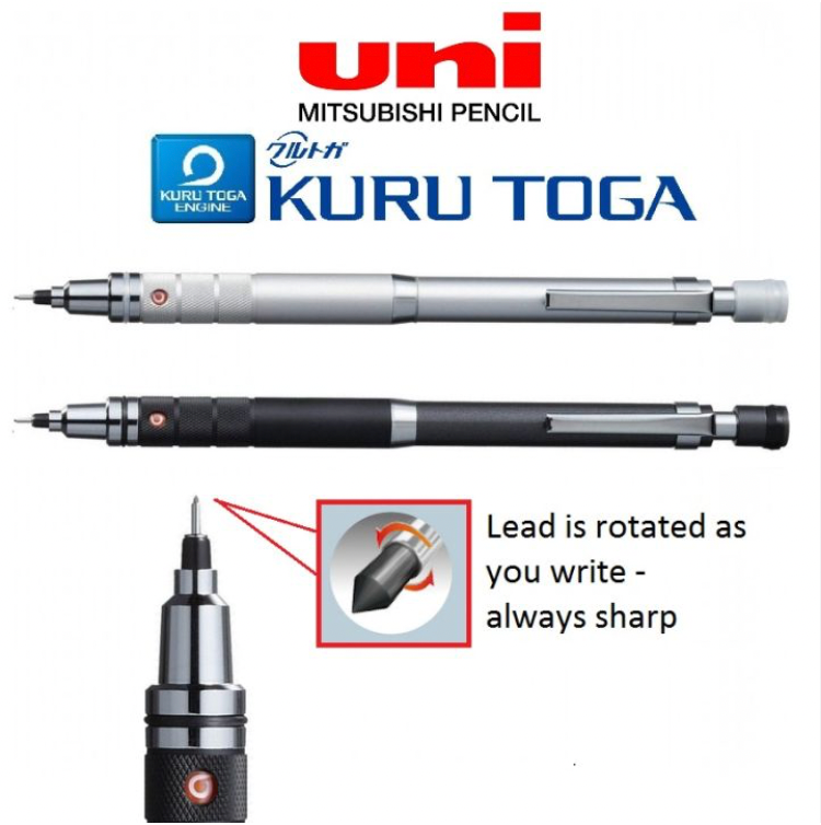 Uni-Ball Porte-mines Kuru Toga premium  0.5mm - Argenté en coffret cadeau