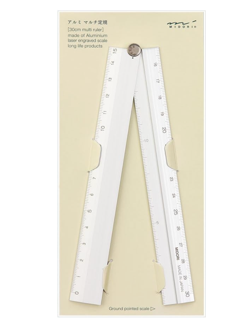 Midori  Multi règle de 30 cm en aluminium Silver