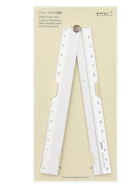 Midori  Multi règle de 30 cm en aluminium Silver