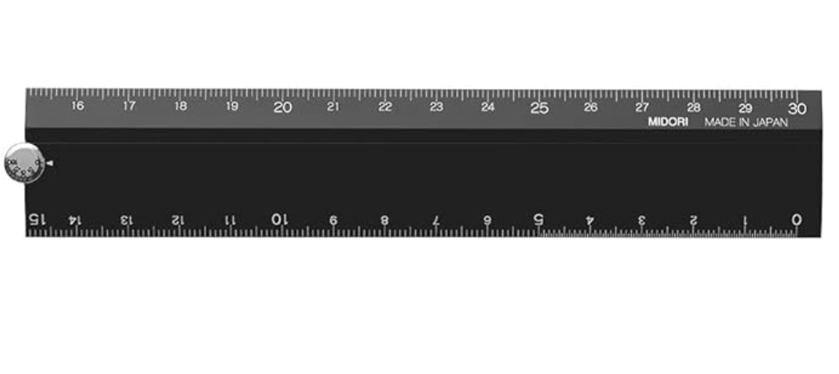Midori  Multi règle de 30 cm en aluminium Noir